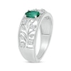 Thumbnail Image 2 of Oval-Cut Lab-Created Emerald & White Lab-Created Sapphire Filigree Ring Sterling Silver