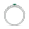 Thumbnail Image 3 of Oval-Cut Lab-Created Emerald & White Lab-Created Sapphire Filigree Ring Sterling Silver