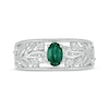 Thumbnail Image 4 of Oval-Cut Lab-Created Emerald & White Lab-Created Sapphire Filigree Ring Sterling Silver