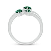 Thumbnail Image 2 of Lab-Created Emerald & White Lab-Created Sapphire Bypass Ring Sterling Silver