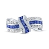 Thumbnail Image 3 of Square-Cut Blue Lab-Created Sapphire & White Lab-Created Sapphire Crossover Ring Sterling Silver
