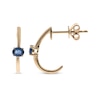 Thumbnail Image 1 of Oval-Cut Blue Sapphire J-Hoop Earrings 10K Yellow Gold