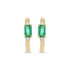 Thumbnail Image 2 of Emerald-Cut Emerald & Diamond Huggie Hoop Earrings 1/15 ct tw 10K Yellow Gold