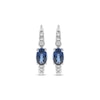 Thumbnail Image 2 of Oval-Cut Blue Sapphire & Diamond Huggie Hoop Earrings 1/8 ct tw 10K White Gold