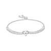 Thumbnail Image 1 of Heart-Shaped & Round-Cut White Lab-Created Sapphire Bolo Bracelet Sterling Silver