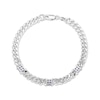Thumbnail Image 3 of Square-Cut Blue Lab-Created Sapphire Station Curb Chain Bracelet Sterling Silver 7.25&quot;
