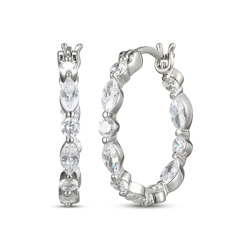 Main Image 1 of Marquise & Round-Cut White Lab-Created Sapphire Inside-Out Hoop Earrings Sterling Silver