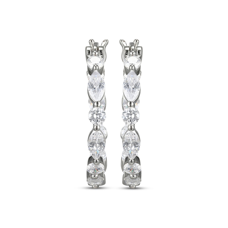 Main Image 2 of Marquise & Round-Cut White Lab-Created Sapphire Inside-Out Hoop Earrings Sterling Silver