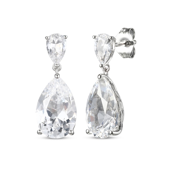 Pear-Shaped White Lab-Created Sapphire Dangle Earrings Sterling Silver