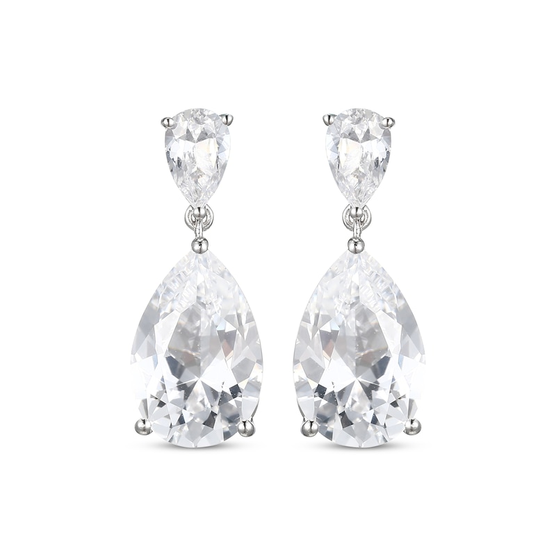 Main Image 2 of Pear-Shaped White Lab-Created Sapphire Dangle Earrings Sterling Silver