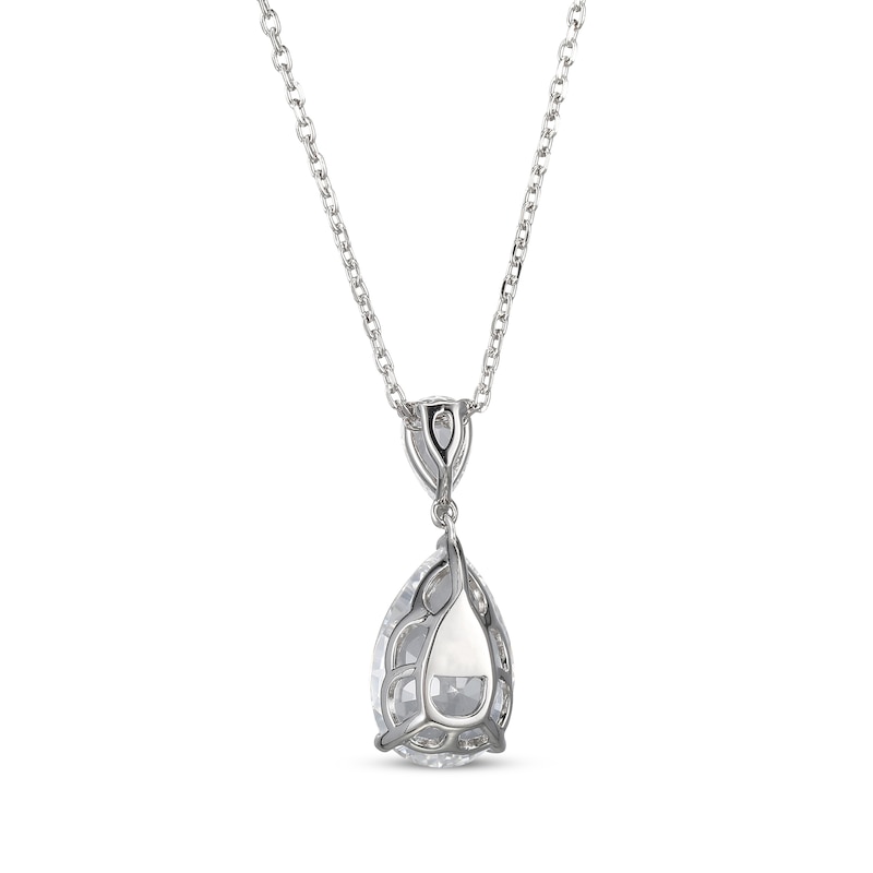 Main Image 3 of Pear-Shaped White Lab-Created Sapphire Drop Necklace Sterling Silver 18&quot;