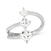 Thumbnail Image 1 of Square-Cut White Lab-Created Sapphire Three-Stone Ring Sterling Silver