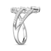 Thumbnail Image 2 of Square-Cut White Lab-Created Sapphire Three-Stone Ring Sterling Silver