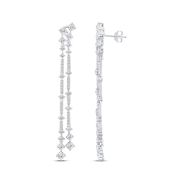 White Lab-Created Sapphire Double Strand Drop Earrings Sterling Silver