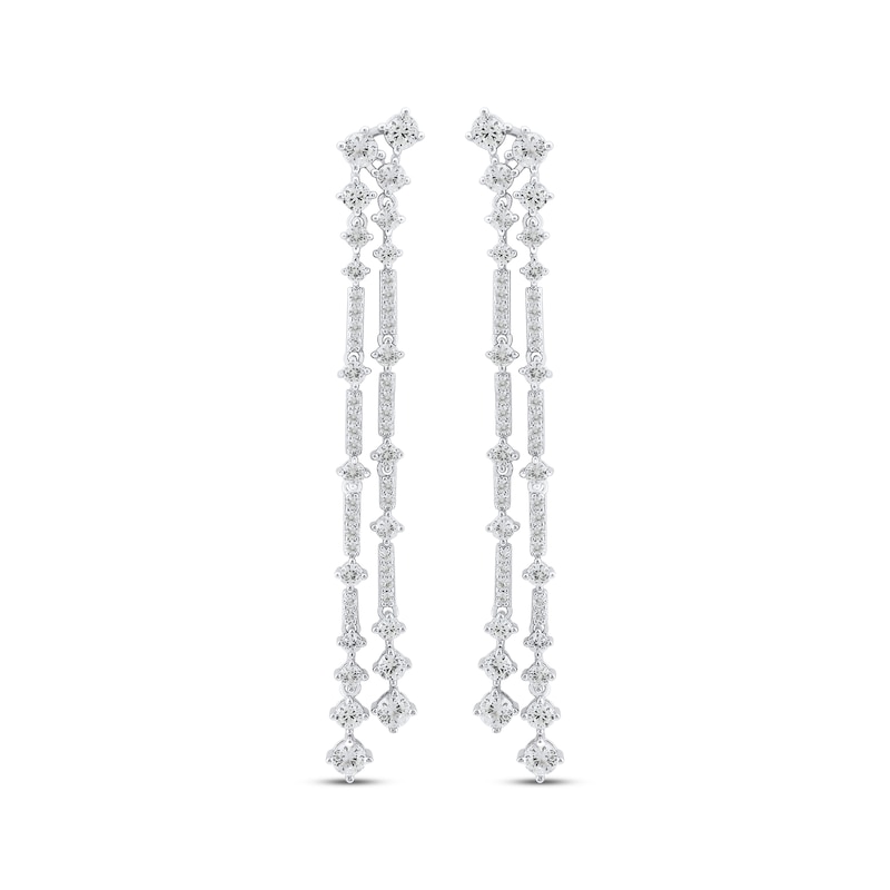 Main Image 2 of White Lab-Created Sapphire Double Strand Drop Earrings Sterling Silver