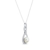 Thumbnail Image 2 of Cultured Pearl & White Lab-Created Sapphire Doorknocker Necklace Sterling Silver 18"