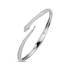 Thumbnail Image 2 of Lab-Created Emerald & White Lab-Created Sapphire Snake Bypass Bangle Bracelet Sterling Silver