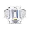 Thumbnail Image 3 of Emerald & Trapezoid-Cut White Lab-Created Sapphire Ring Sterling Silver