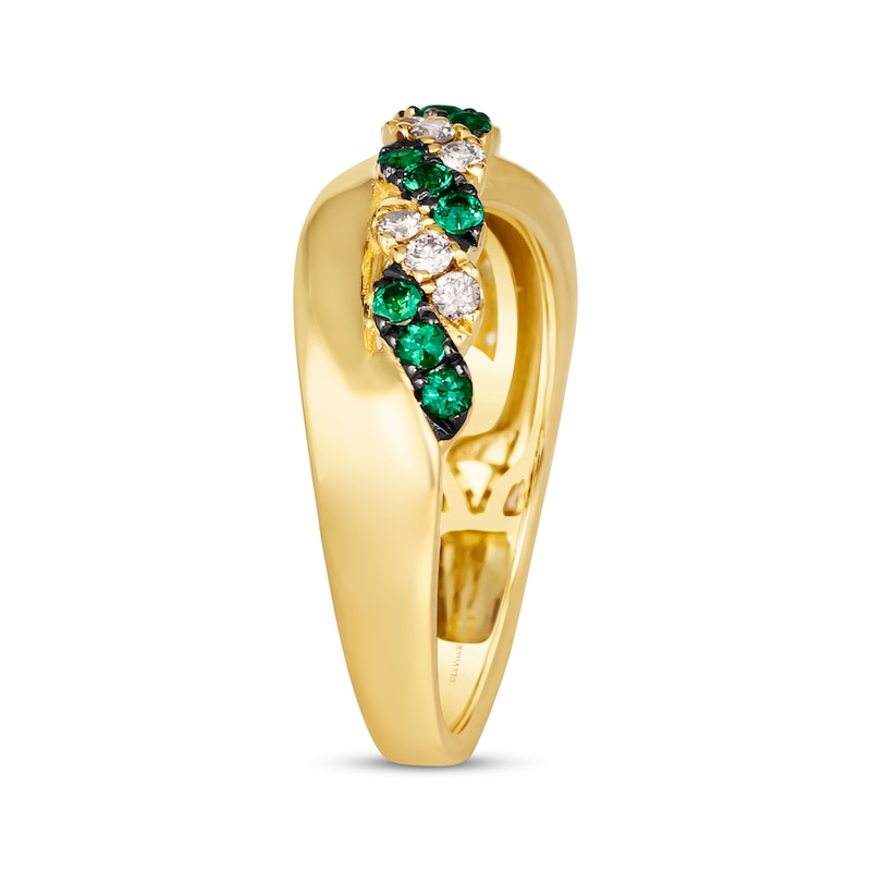 Main Image 2 of Le Vian Emerald & Diamond Crossover Twist Ring 1/5 ct tw 14K Honey Gold