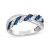 Thumbnail Image 1 of Le Vian Blue Sapphire & Diamond Crossover Twist Ring 1/5 ct tw 14K Vanilla Gold