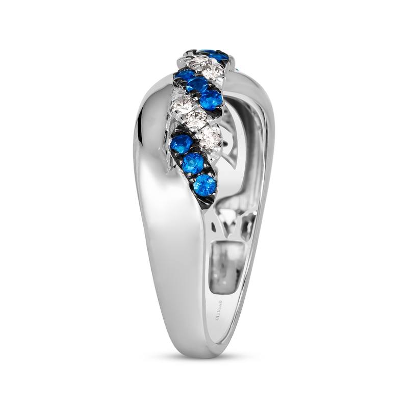 Main Image 2 of Le Vian Blue Sapphire & Diamond Crossover Twist Ring 1/5 ct tw 14K Vanilla Gold