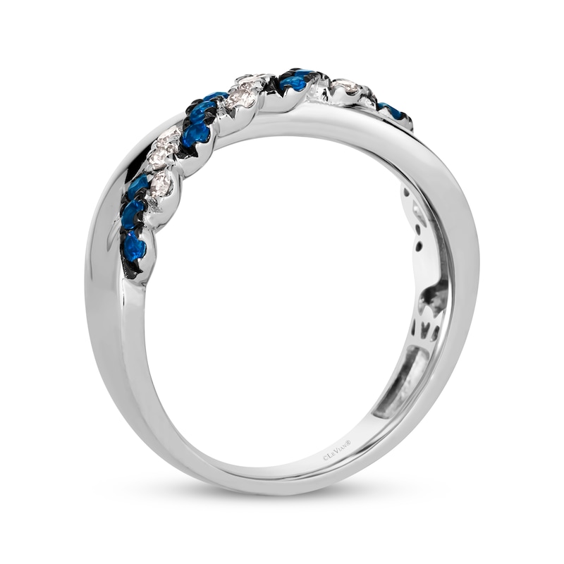 Main Image 3 of Le Vian Blue Sapphire & Diamond Crossover Twist Ring 1/5 ct tw 14K Vanilla Gold