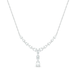 Pear, Marquise & Oval-Cut White Lab-Created Sapphire Drop Necklace Sterling Silver 18"