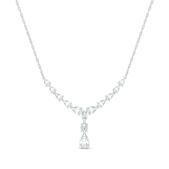 Pear, Marquise & Oval-Cut White Lab-Created Sapphire Drop Necklace Sterling Silver 18"