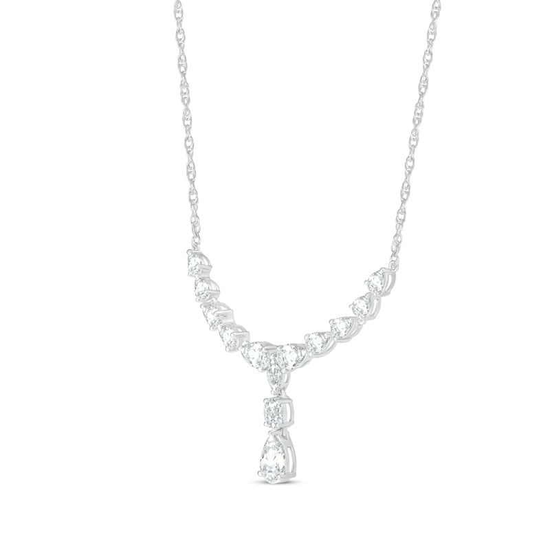 Main Image 2 of Pear, Marquise & Oval-Cut White Lab-Created Sapphire Drop Necklace Sterling Silver 18&quot;