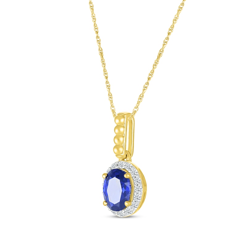 Main Image 2 of Oval-Cut Blue Lab-Created Sapphire & White Lab-Created Sapphire Necklace 10K Yellow Gold 18"