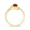 Thumbnail Image 2 of Pear-Shaped Lab-Created Ruby & White Lab-Created Sapphire Ring 10K Yellow Gold