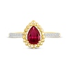 Thumbnail Image 3 of Pear-Shaped Lab-Created Ruby & White Lab-Created Sapphire Ring 10K Yellow Gold