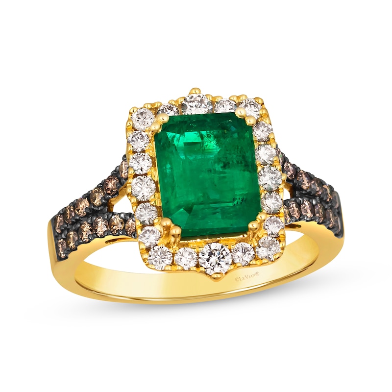 Main Image 1 of Le Vian Emerald Ring 1/2 ct tw Diamonds 14K Honey Gold