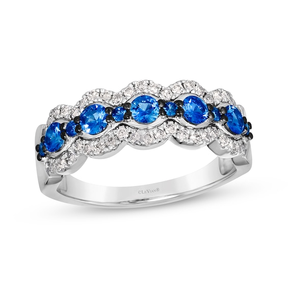 Le Vian Blue Sapphire Ring 1/3 ct tw Diamonds 14K Vanilla Gold