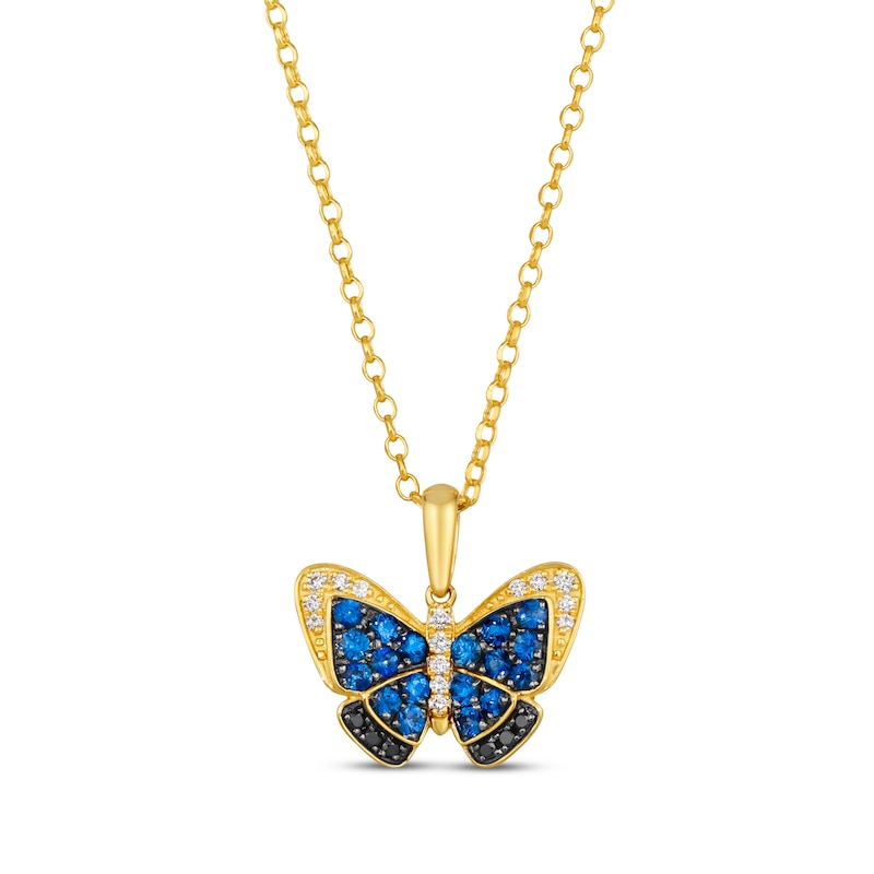 Le Vian Garden Party Blue Sapphire & Diamond Butterfly Necklace 1/8 ct ...
