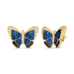 Le Vian Garden Party Blue Sapphire & Diamond Butterfly Earrings 1/4 ct tw 14K Honey Gold