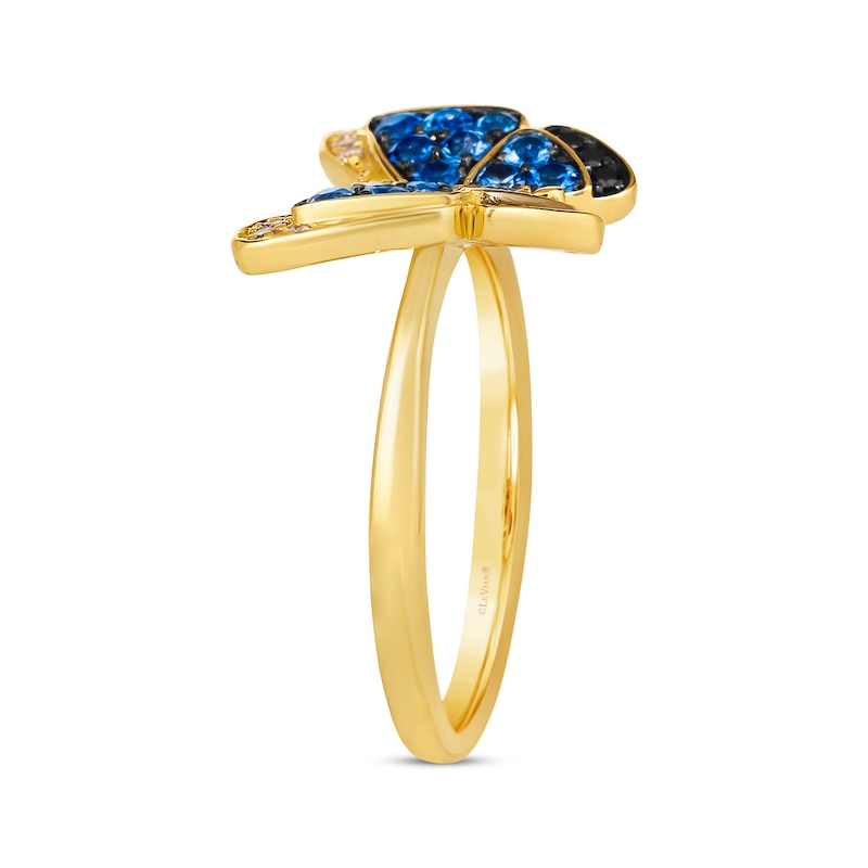 Main Image 2 of Le Vian Garden Party Blue Sapphire & Diamond Butterfly Ring 1/8 ct tw 14K Honey Gold