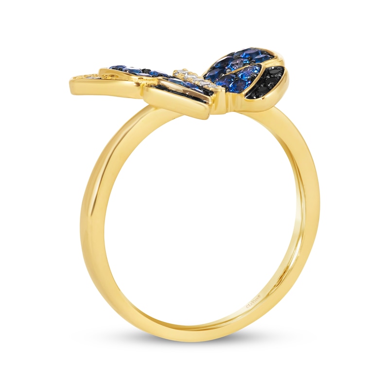 Main Image 3 of Le Vian Garden Party Blue Sapphire & Diamond Butterfly Ring 1/8 ct tw 14K Honey Gold