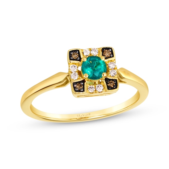 Le Vian Emerald Ring 1/15 ct tw Diamonds 14K Honey Gold