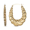Thumbnail Image 1 of Hollow Oval Scalloped Hoop Earrings 14K Yellow Gold