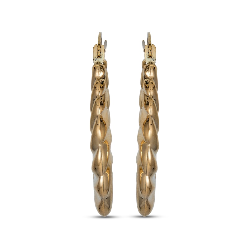 Main Image 2 of Hollow Oval Scalloped Hoop Earrings 14K Yellow Gold