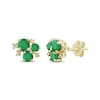 Thumbnail Image 1 of Emerald Trio & Diamond Cluster Stud Earrings 1/20 ct tw 10K Yellow Gold