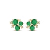 Thumbnail Image 2 of Emerald Trio & Diamond Cluster Stud Earrings 1/20 ct tw 10K Yellow Gold