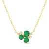 Thumbnail Image 0 of Emerald Trio & Diamond Accent Cluster Necklace 10K Yellow Gold 17"