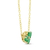 Thumbnail Image 1 of Emerald Trio & Diamond Accent Cluster Necklace 10K Yellow Gold 17"