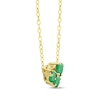 Thumbnail Image 2 of Emerald Trio & Diamond Accent Cluster Necklace 10K Yellow Gold 17"