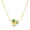 Thumbnail Image 2 of Emerald Trio & Diamond Accent Cluster Necklace 10K Yellow Gold 17"
