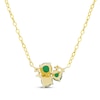 Thumbnail Image 3 of Emerald Trio & Diamond Accent Cluster Necklace 10K Yellow Gold 17"