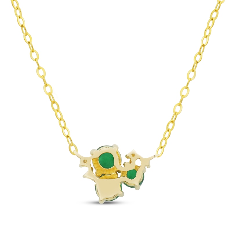 Main Image 3 of Emerald Trio & Diamond Accent Cluster Necklace 10K Yellow Gold 17"