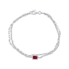 Thumbnail Image 0 of Emerald-Cut Lab-Created Ruby Double Strand Bracelet Sterling Silver 7.5"